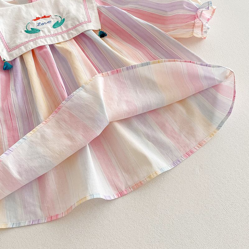 Mädchen Langarm Kleid Für Frühling Mit Spitze Und Schleife_voghion.com