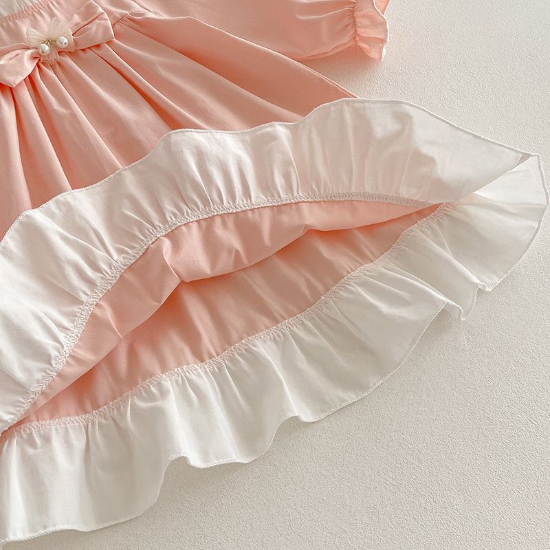 Flickor prinsessklänning rosa långärmad med rulle casual_voghion.com