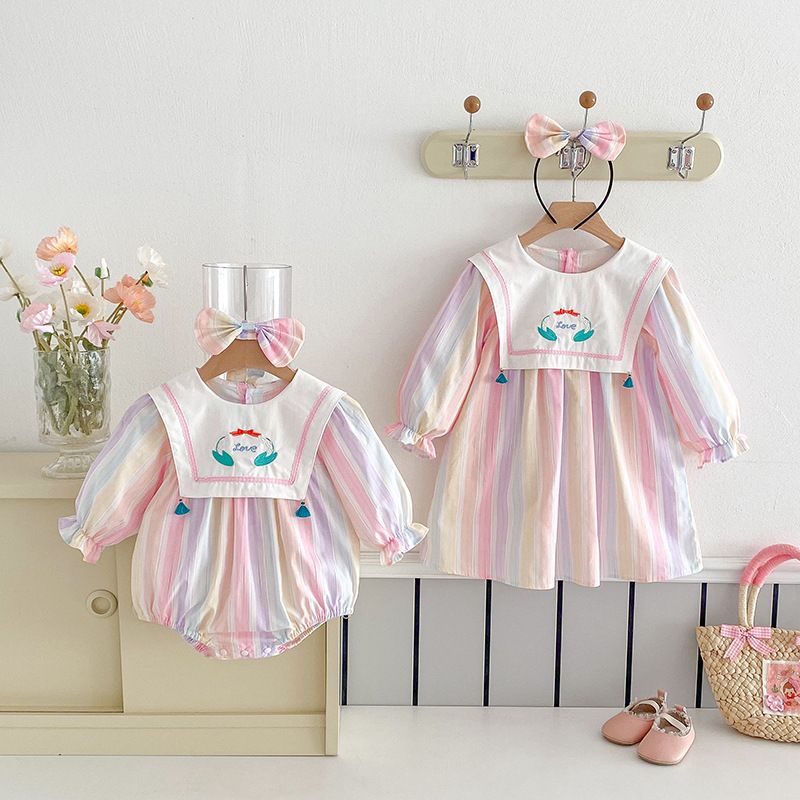 Mädchen Langarm Kleid Für Frühling Mit Spitze Und Schleife_voghion.com