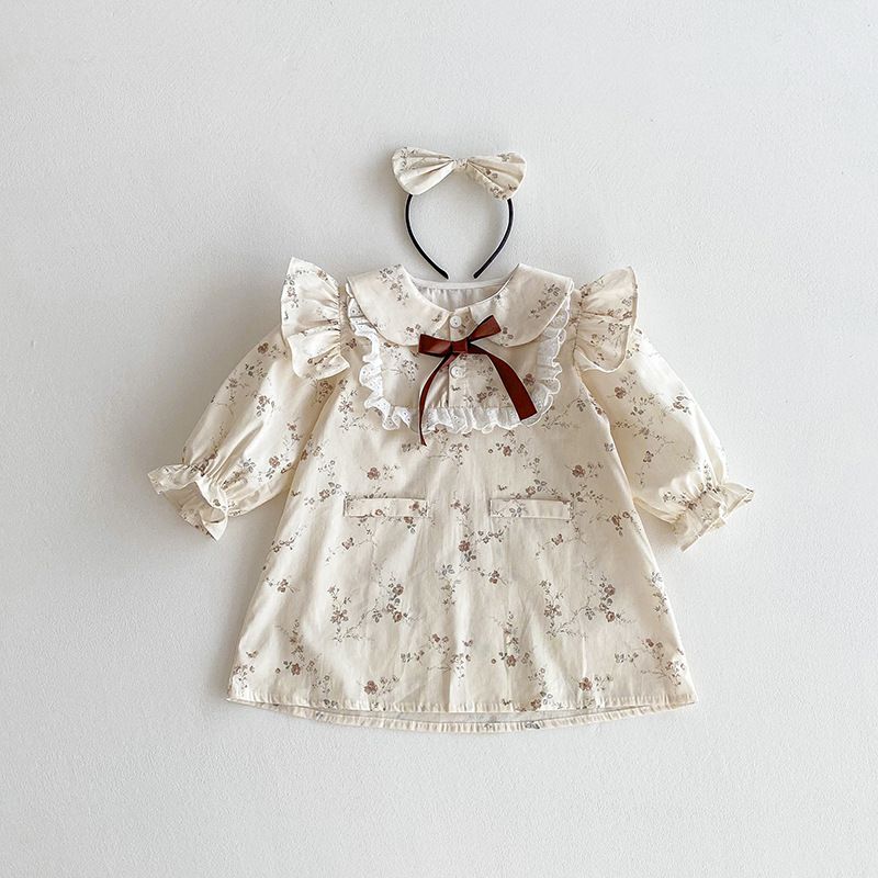 Mädchen Spitzenkleid Mit Flatterärmeln Für Herbst Und Winter_voghion.com