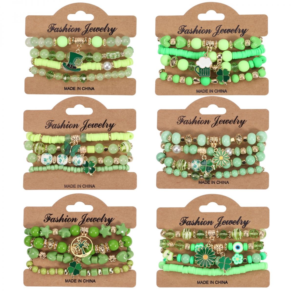 Conjunto de pulseiras com berloques são patrício para sorte_voghion.com