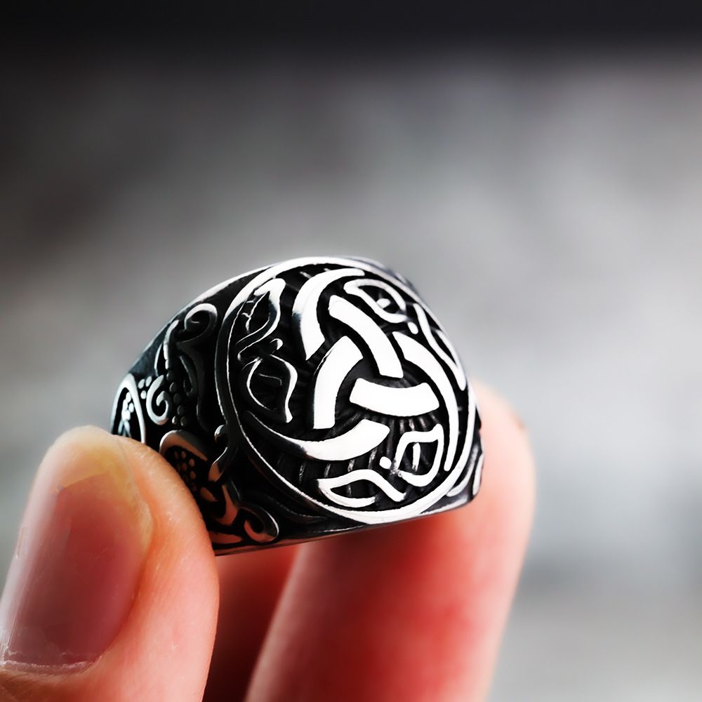 Celtic Knot Ring Men Titanium Steel European American Designer_voghion.com