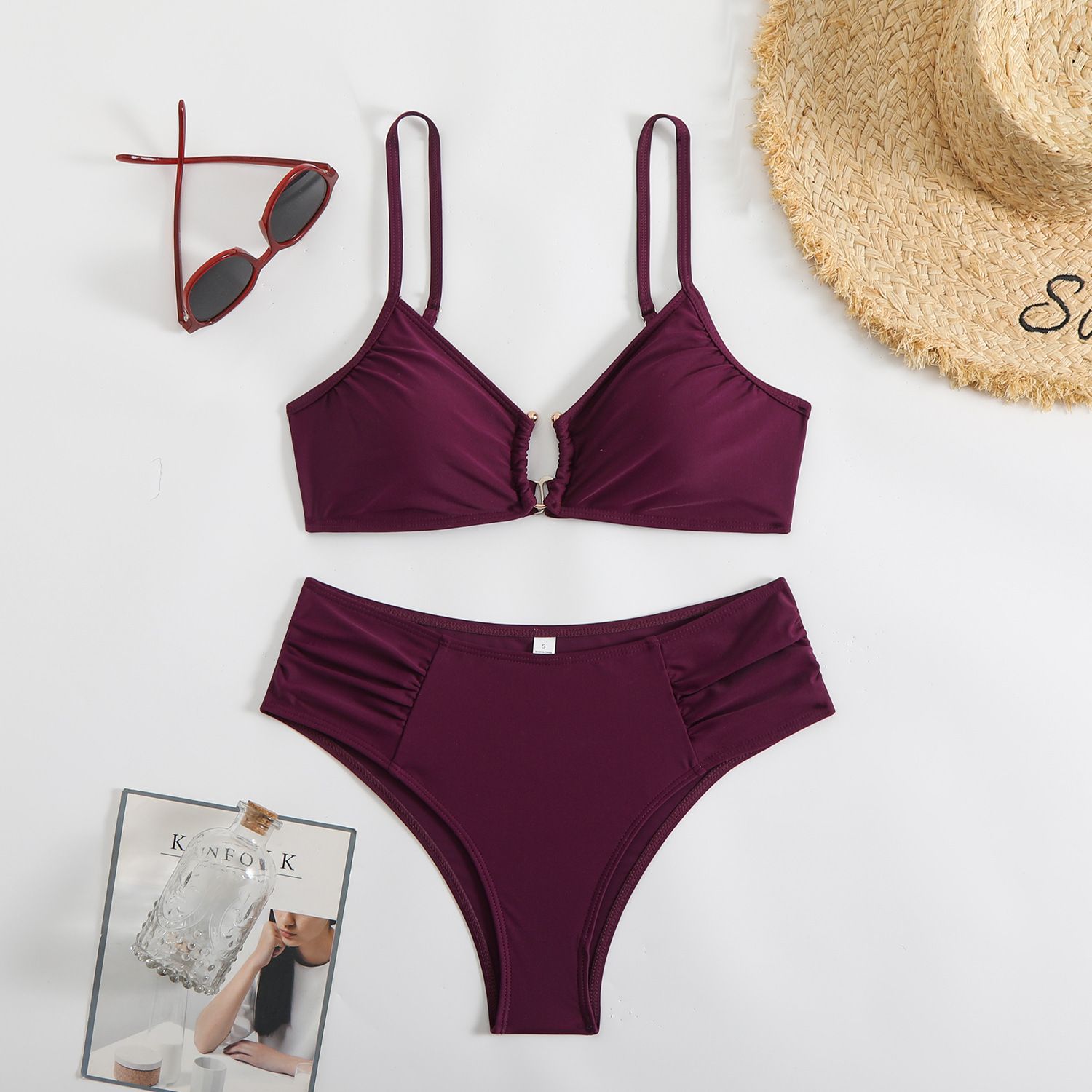 Solid Colour Triangle Bikini For Women Sexy Two-piece Swimsuit_voghion.com