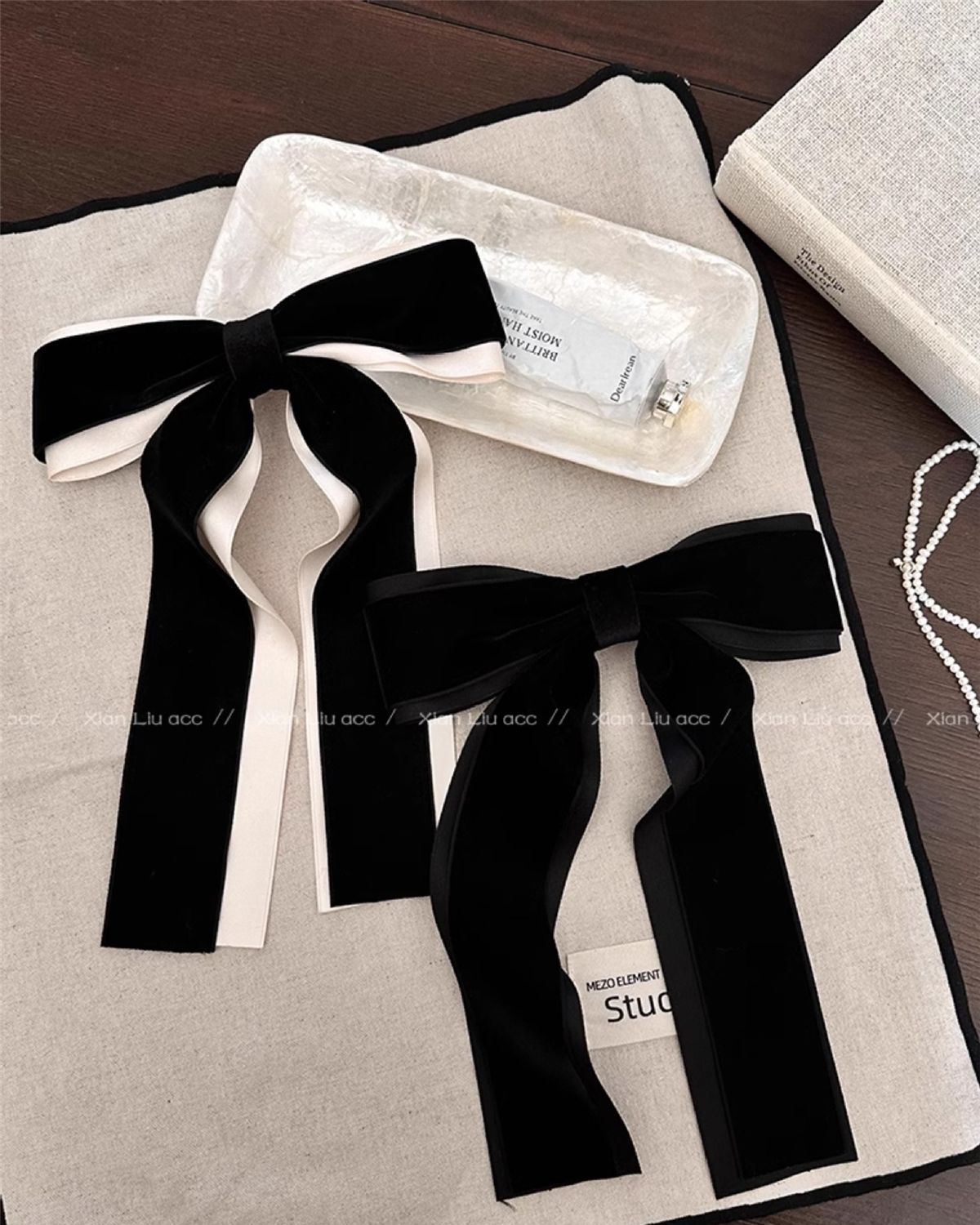 Pinza para el pelo con lazo de terciopelo accesorio primavera_voghion.com
