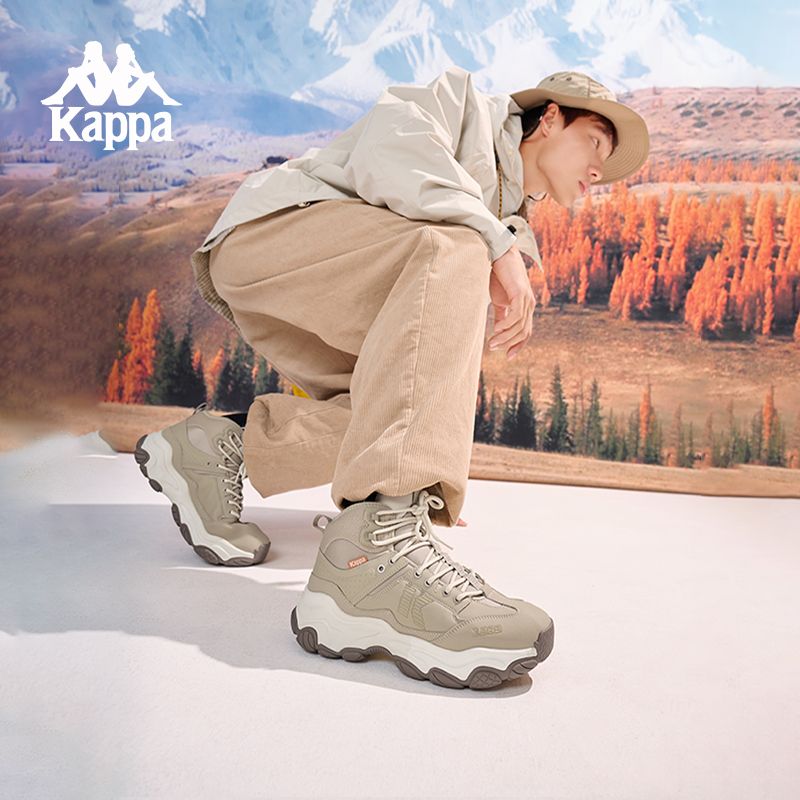 Kappa卡帕背靠背棉鞋男款2025新款冬季加绒加厚保暖高帮跑鞋子男
