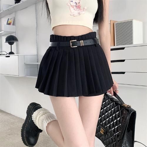 Upgraded suit fabric lace skirt + belt pleated skirt JK uniform skirt spring summer short autumn winter
