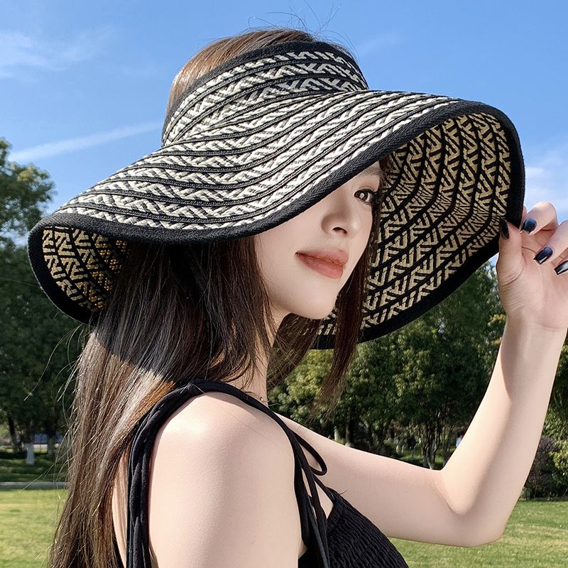 Faltbarer Reisehut mit großer Krempe und offenem Oberteil für Damen, neuer Sommersonnenhut mit UV-Schutz, atmungsaktiver Strohhut_voghion.com