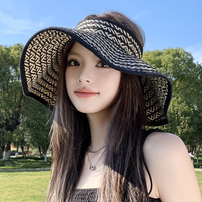 Faltbarer Reisehut mit großer Krempe und offenem Oberteil für Damen, neuer Sommersonnenhut mit UV-Schutz, atmungsaktiver Strohhut_voghion.com