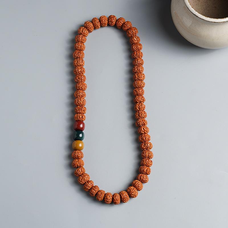 Piccole perle di preghiera Rudraksha naturali per uomo e donna, perle decorative buddiste rosse e verdi a forma di lampada, da tenere in mano._voghion.com