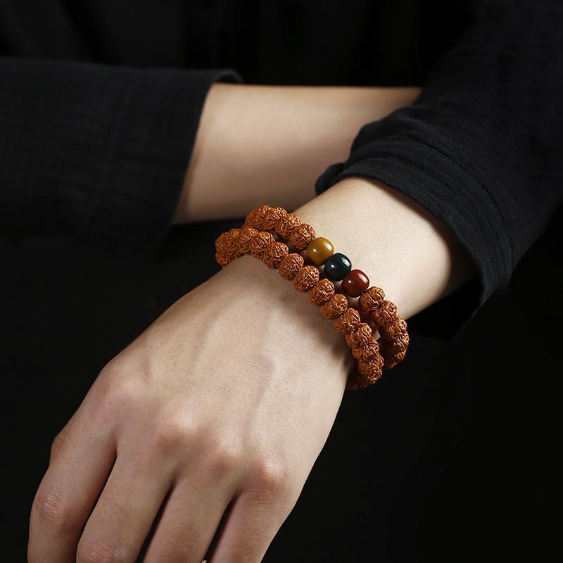 Bracciale di perle rudraksha naturali per uomo e donna_voghion.com