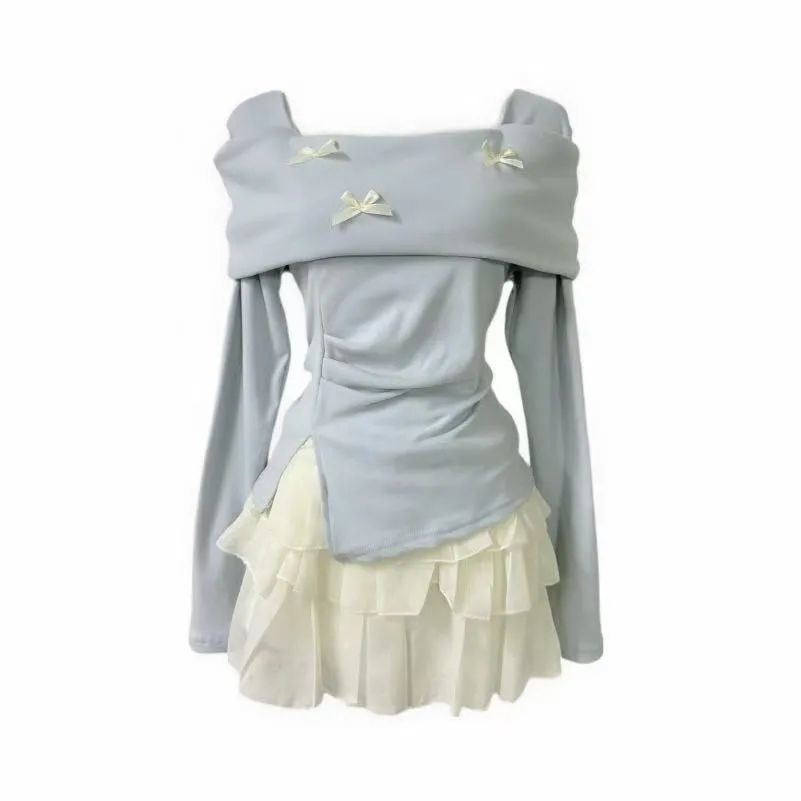 绝绝子新款女装春夏季俏皮套装一字肩上衣杏色半身短裙两件套装裙