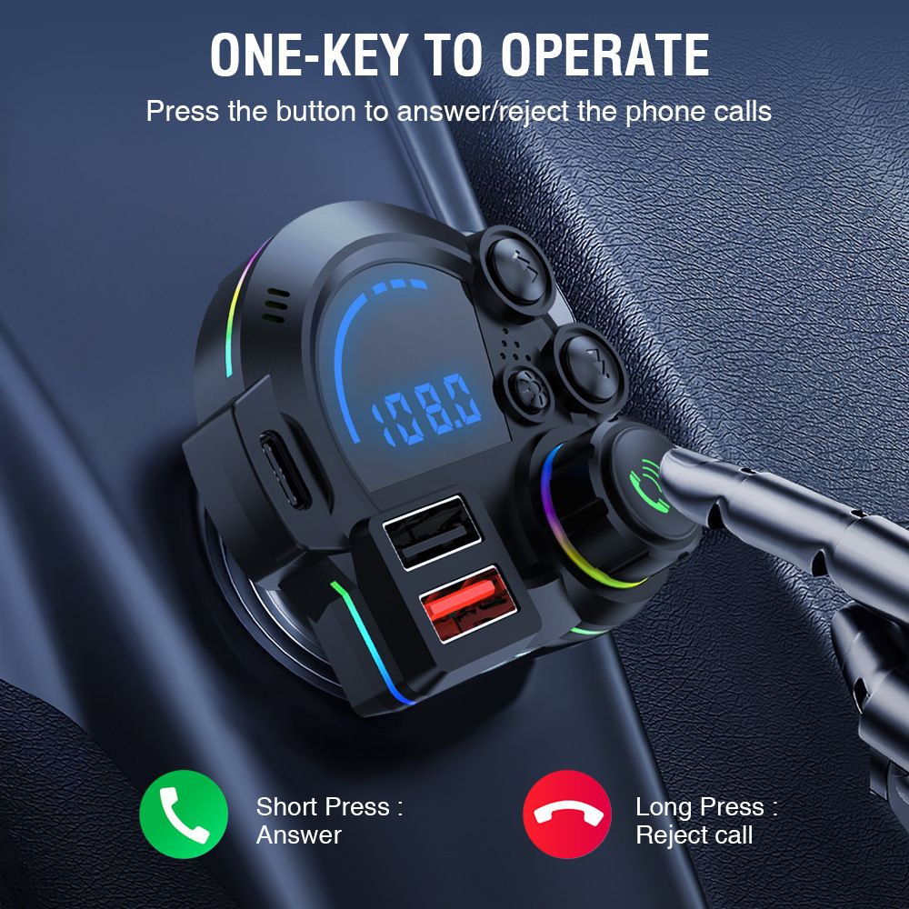 5.3 Bluetooth MPZ Musik Freisprechfunktion FM-Transmitter YAZ.0+PD202 Dual-Schnelllade-Autoladegerät_voghion.com