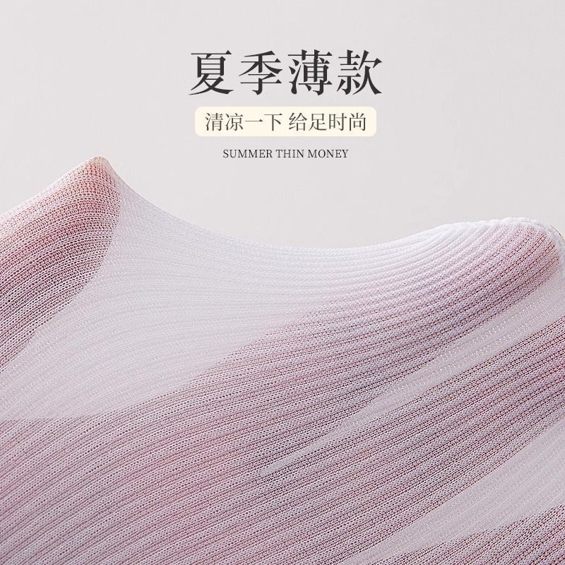 白色堆堆袜子女夏季薄款夏天春夏冰丝冰冰袜黑色中筒袜搭配小皮鞋 图片 3