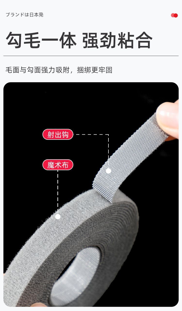 点断式魔术贴理线器5米可裁剪数据线绑带粘扣带 自粘式理线收纳带