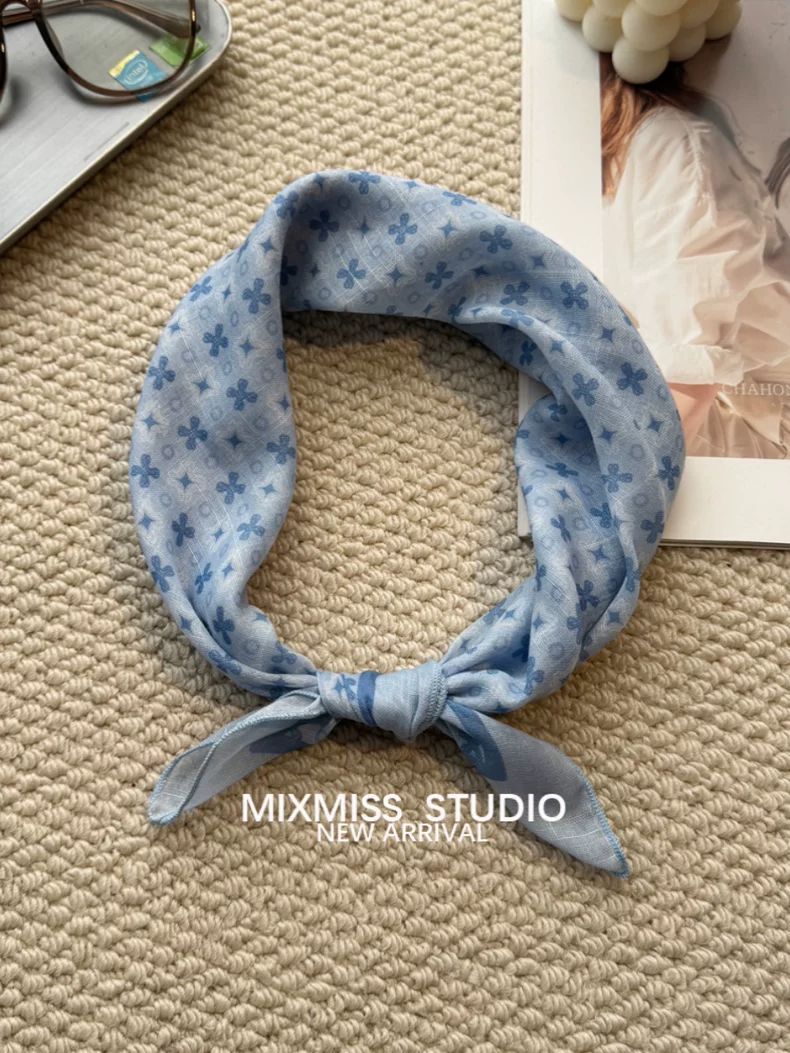 Silk Scarf For Women Summer Thin Neck Square Headscarf Red_voghion.com