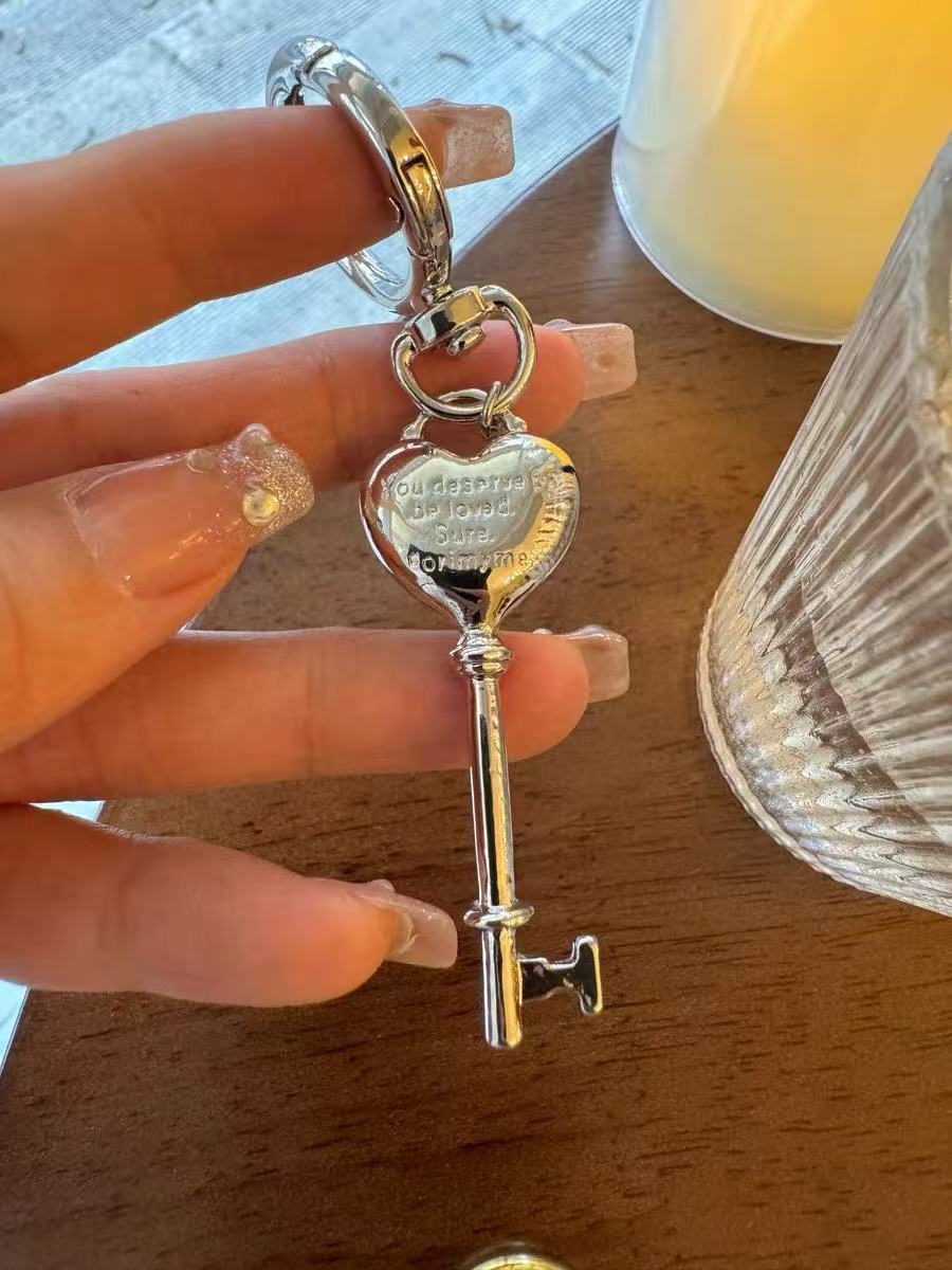 Portachiavi cuore coreano argento pendente borsa coppia donna_voghion.com