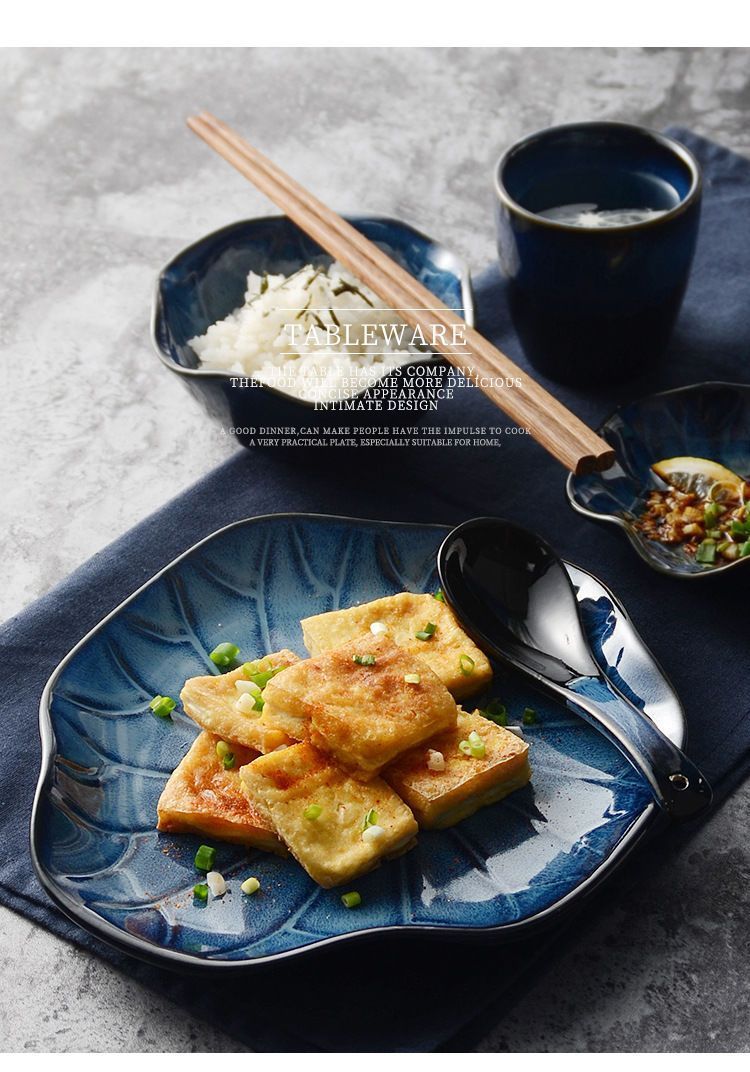 Chinese Style Aesthetic Lotus Leaf Ceramic Bowl Plate Cup Saucer Afternoon Tea Set Single Person Complete Tableware Home_voghion.com