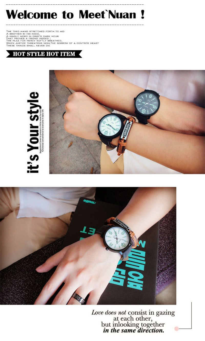 Unisex Dial Watch With Leather Strap Large Frame Luminous Design_voghion.com