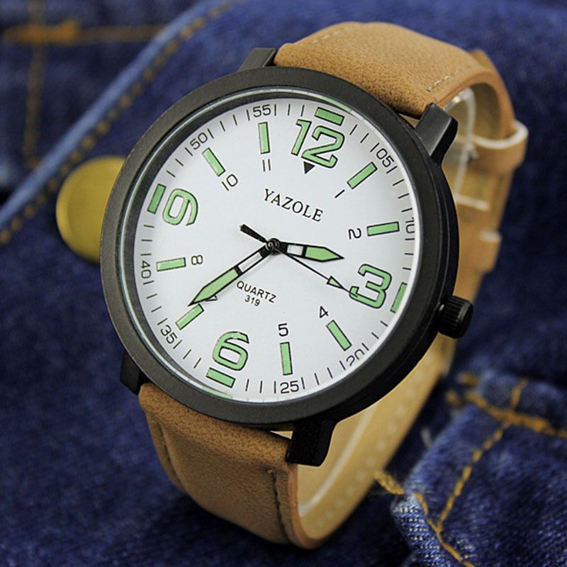 Best-selling Dial Watch Men And Women, Large Frame, Waterproof, Luminous, College Style, Leather Strap, Student Watch,_voghion.com