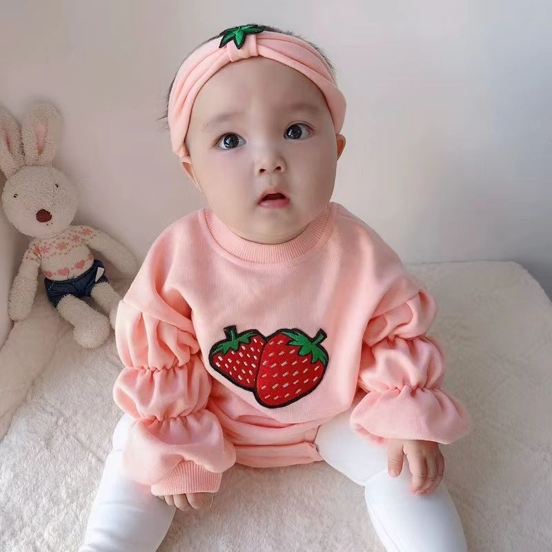 草莓针织小清新宝宝洋气舒适包屁衣幼儿针织初生儿纯棉婴儿连体衣