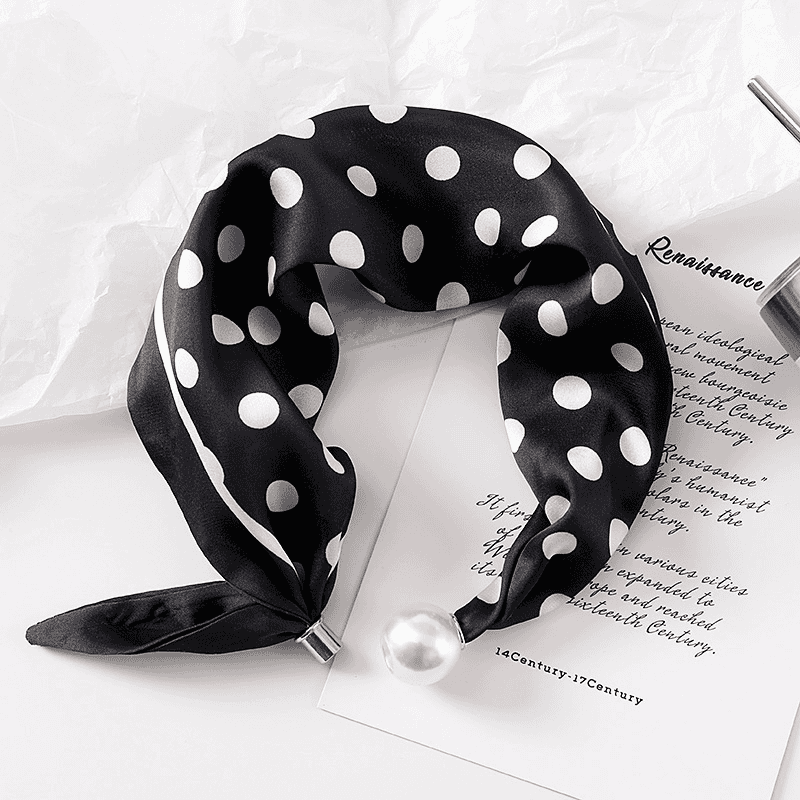 Elegant Silk Scarf With Pearl And Magnetic Clasp For Women_voghion.com