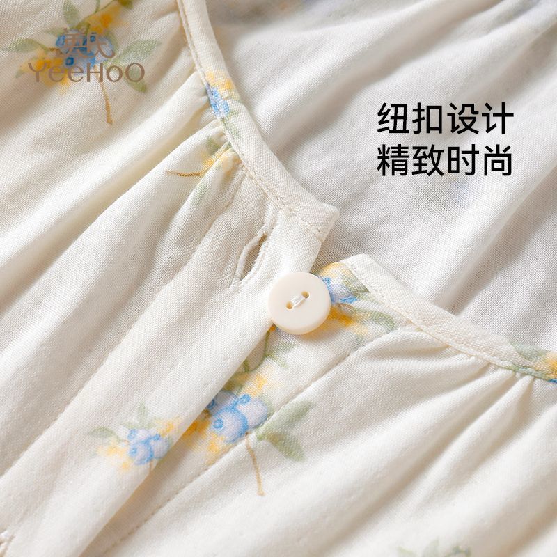 英氏孕妇月子服孕期专用侧开哺乳口时尚双层棉纱透气舒适长袖圆领 图片 8