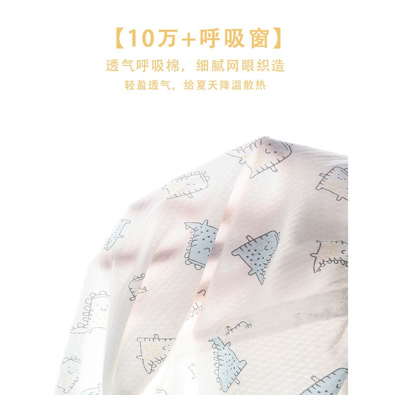 宝宝护肚裤婴儿纯棉网眼夏季薄款空调裤儿童长裤子可开裆宽松 图片 3