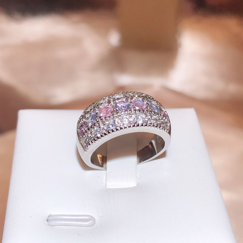 Popular Bohemian Ring For Women With Fire-Colored Zircon And Colored Diamond Jewelry_voghion.com
