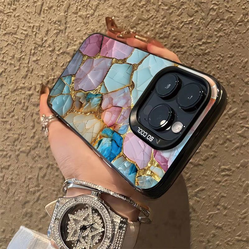 Crushed Block Kompatibel Mit Iphone 16 Pro Max Telefon Farbe Silber 15/14 Neue Modell 12 Damen 13/12 Hard Case 8_voghion.com