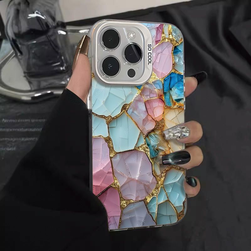 Crushed Block Kompatibel Mit Iphone 16 Pro Max Telefon Farbe Silber 15/14 Neue Modell 12 Damen 13/12 Hard Case 8_voghion.com