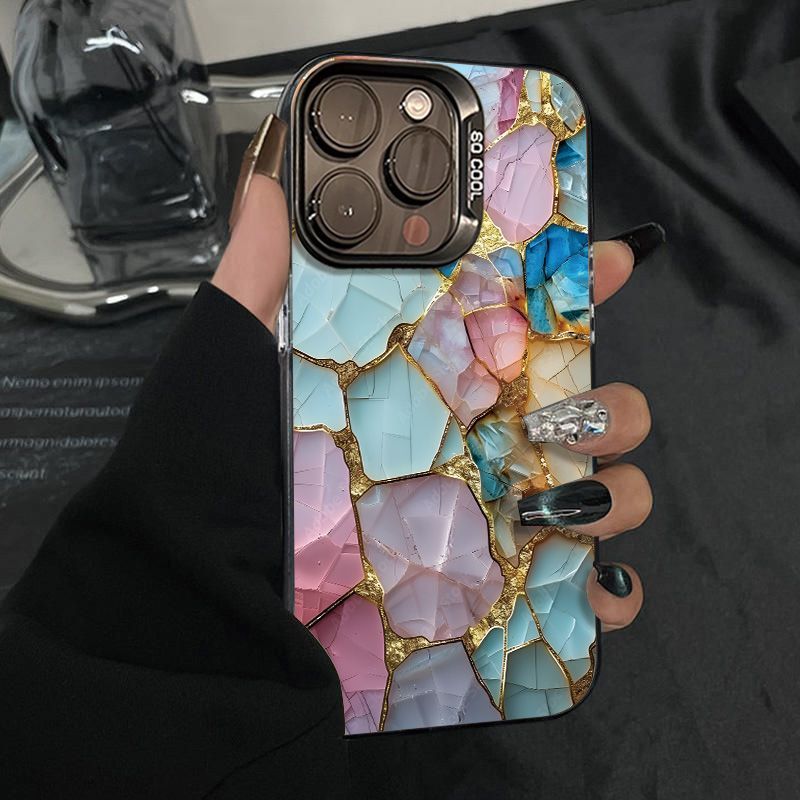 Crushed Block Kompatibel Mit Iphone 16 Pro Max Telefon Farbe Silber 15/14 Neue Modell 12 Damen 13/12 Hard Case 8_voghion.com