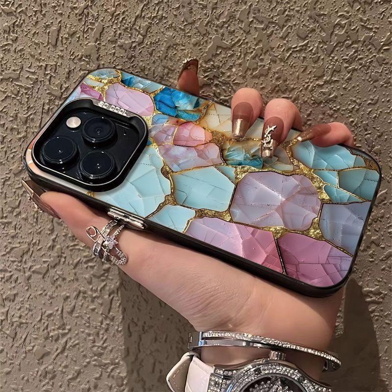 Crushed Block Kompatibel Mit Iphone 16 Pro Max Telefon Farbe Silber 15/14 Neue Modell 12 Damen 13/12 Hard Case 8_voghion.com