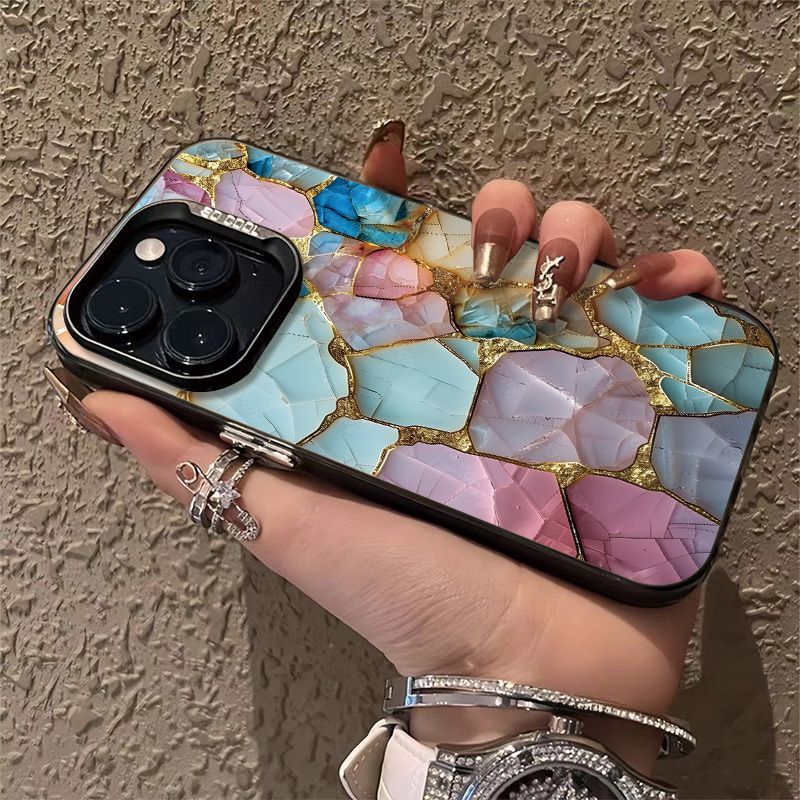 Crushed Block Kompatibel Mit Iphone 16 Pro Max Telefon Farbe Silber 15/14 Neue Modell 12 Damen 13/12 Hard Case 8_voghion.com