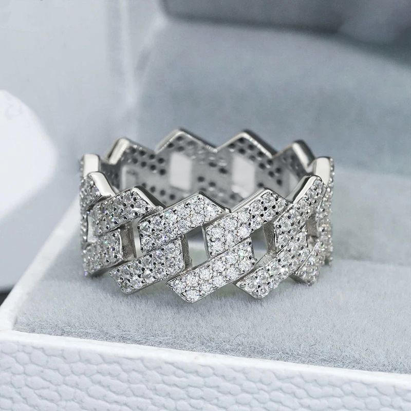 Shiny Punk-style Zirconia Ring For Women Designer Link Design_voghion.com
