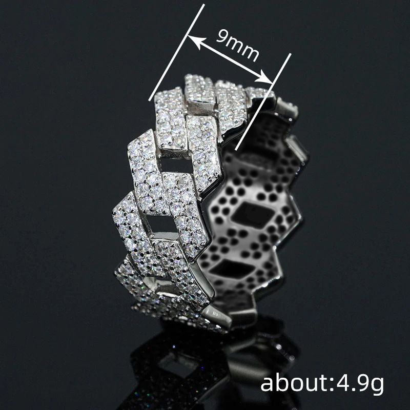 Shiny Punk-style Zirconia Ring For Women Designer Link Design_voghion.com
