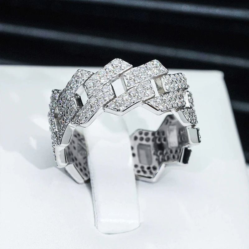 Shiny Punk-style Zirconia Ring For Women Designer Link Design_voghion.com