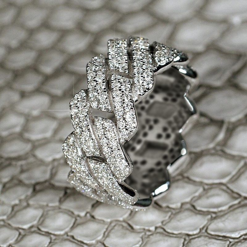 Shiny Punk-style Zirconia Ring For Women Designer Link Design_voghion.com