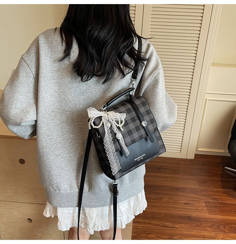 Mini Backpack For Women Elegant Plaid Handbag For Commuting_voghion.com