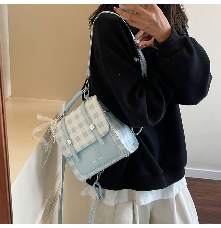 Mini Backpack For Women Elegant Plaid Handbag For Commuting_voghion.com