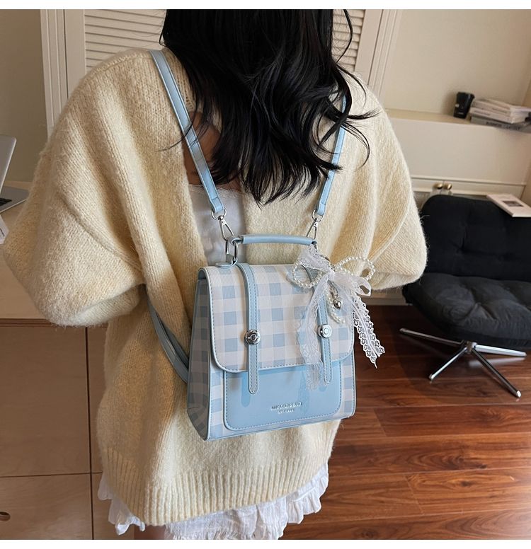 Mini Backpack For Women Elegant Plaid Handbag For Commuting_voghion.com