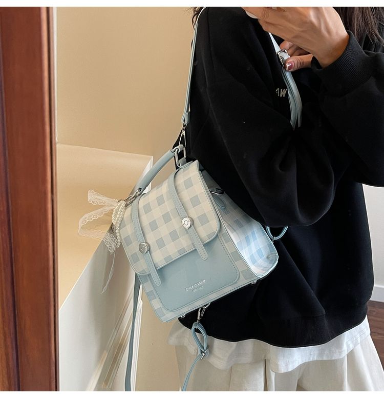 Mini Backpack For Women Elegant Plaid Handbag For Commuting_voghion.com