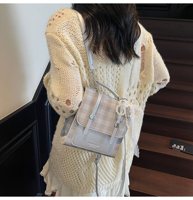 Mini Backpack For Women Elegant Plaid Handbag For Commuting_voghion.com