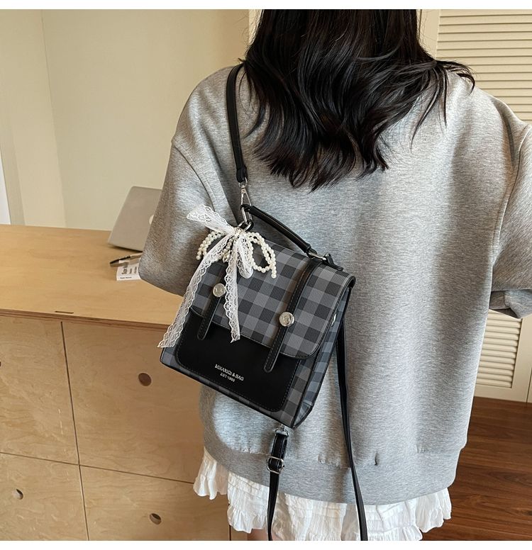 Mini Backpack For Women Elegant Plaid Handbag For Commuting_voghion.com