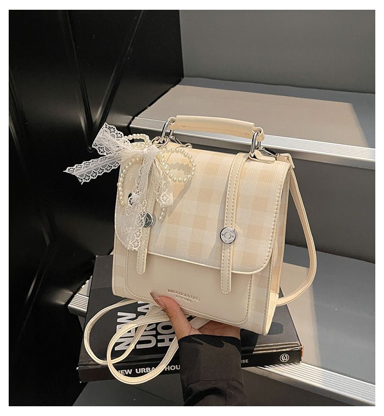 Mini Backpack For Women Elegant Plaid Handbag For Commuting_voghion.com