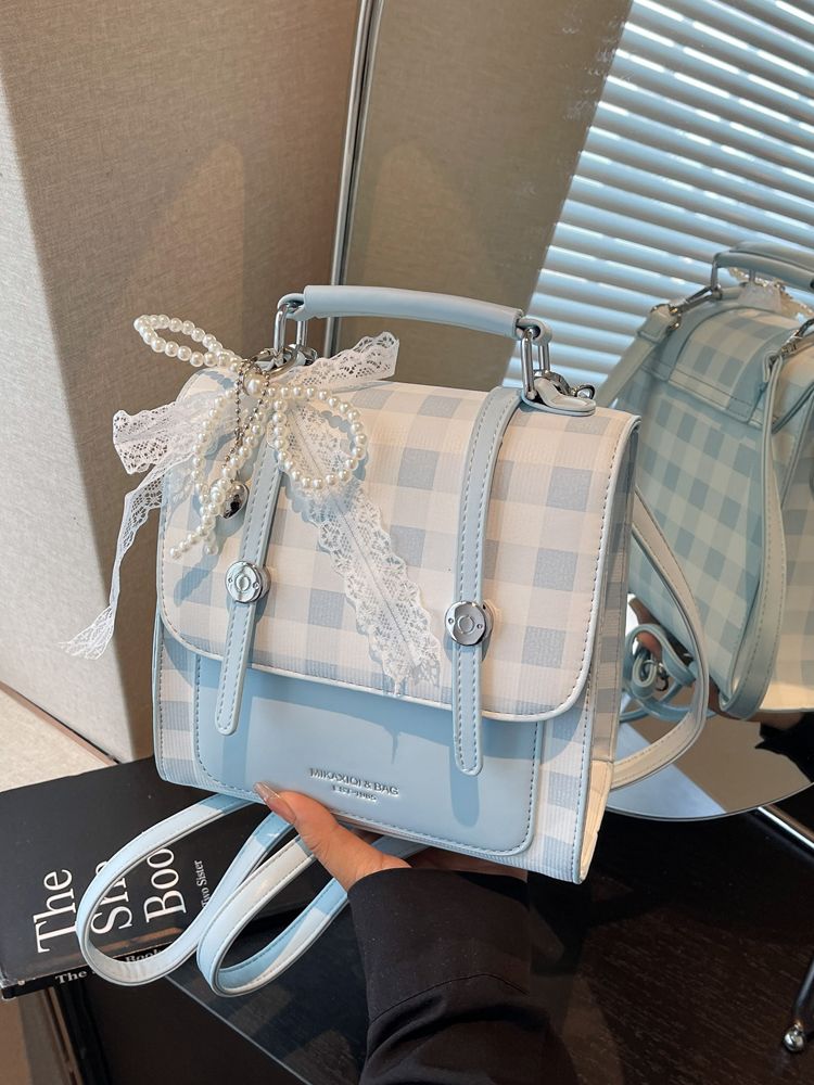 Mini Backpack For Women Elegant Plaid Handbag For Commuting_voghion.com