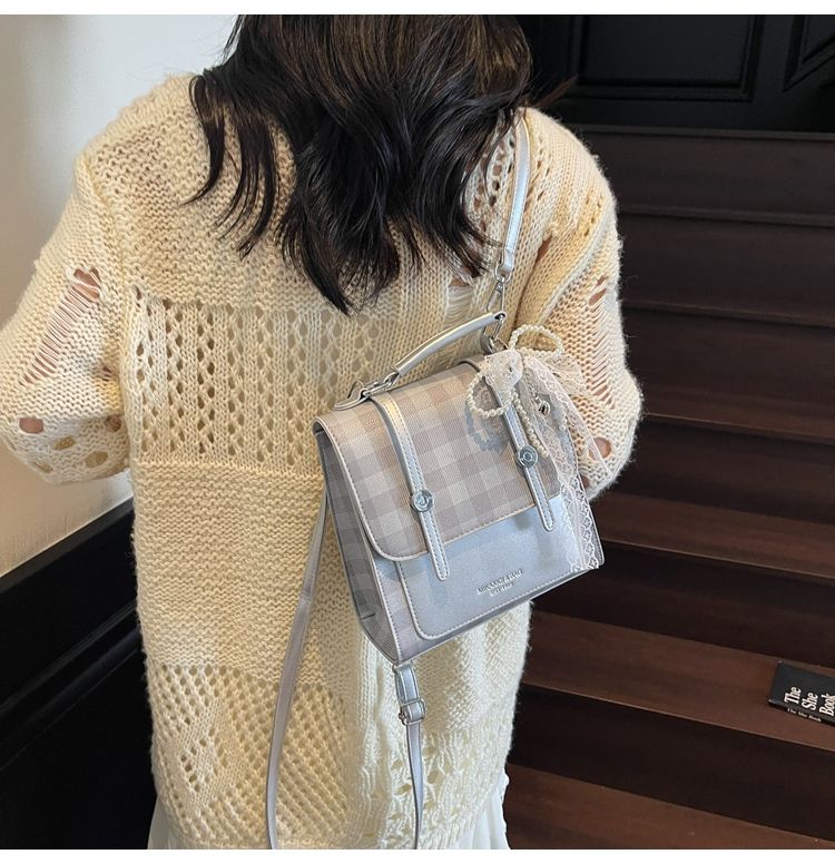 Mini Backpack For Women Elegant Plaid Handbag For Commuting_voghion.com