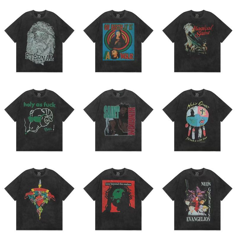 Vintage High Street Distressed Ripped Summer Short-Sleeve T-Shirt For Men And Women Trendy Brand_viptrois.com