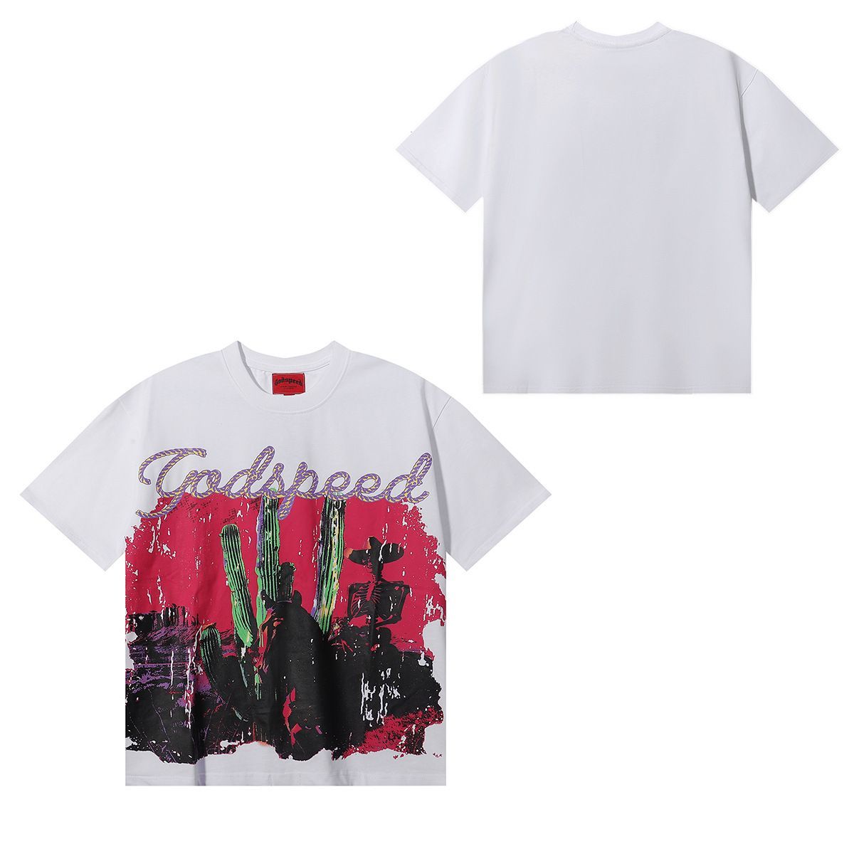 Brand Skull And Rose Print Casual Short-Sleeve T-Shirt, Same Style For Couples_viptrois.com