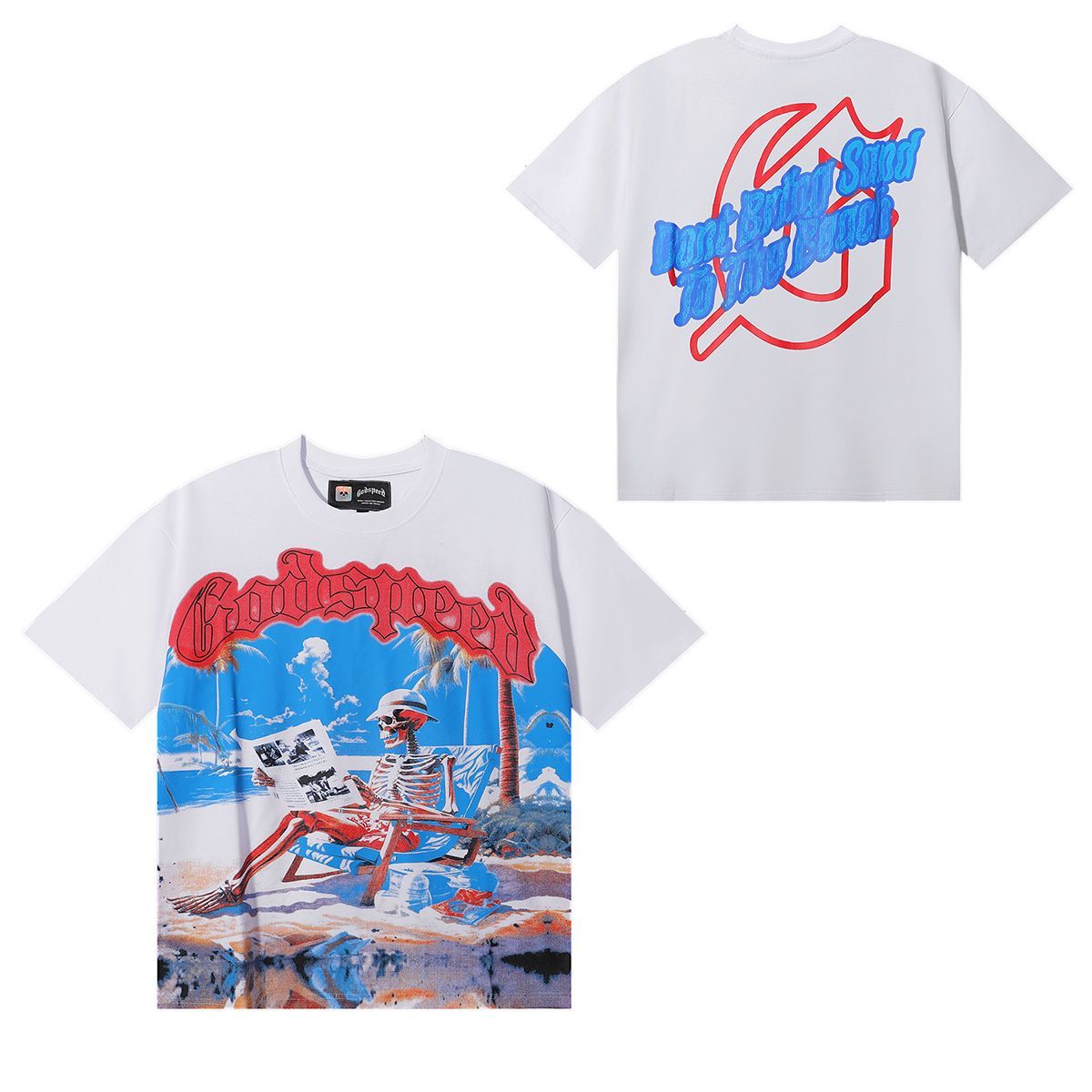 Brand Skull And Rose Print Casual Short-Sleeve T-Shirt, Same Style For Couples_viptrois.com