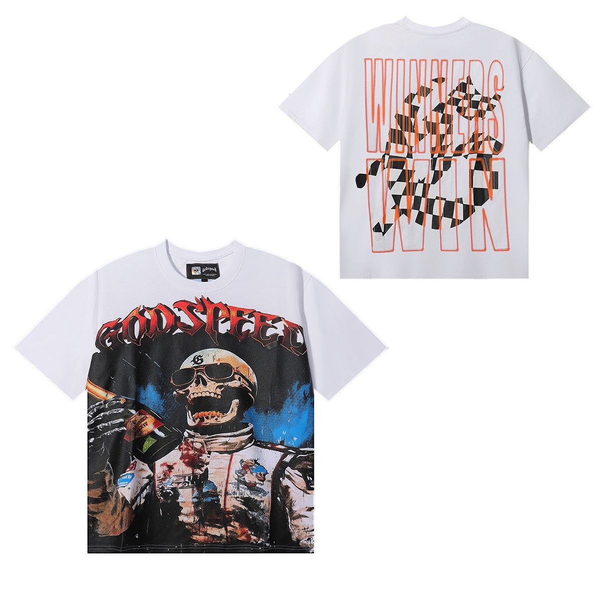 Brand Skull And Rose Print Casual Short-Sleeve T-Shirt, Same Style For Couples_viptrois.com
